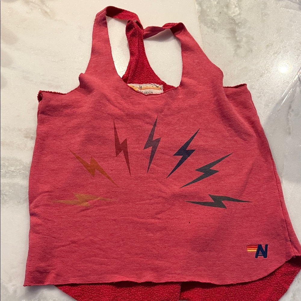Aviator Nation Red Lightning Bolt Tank Top